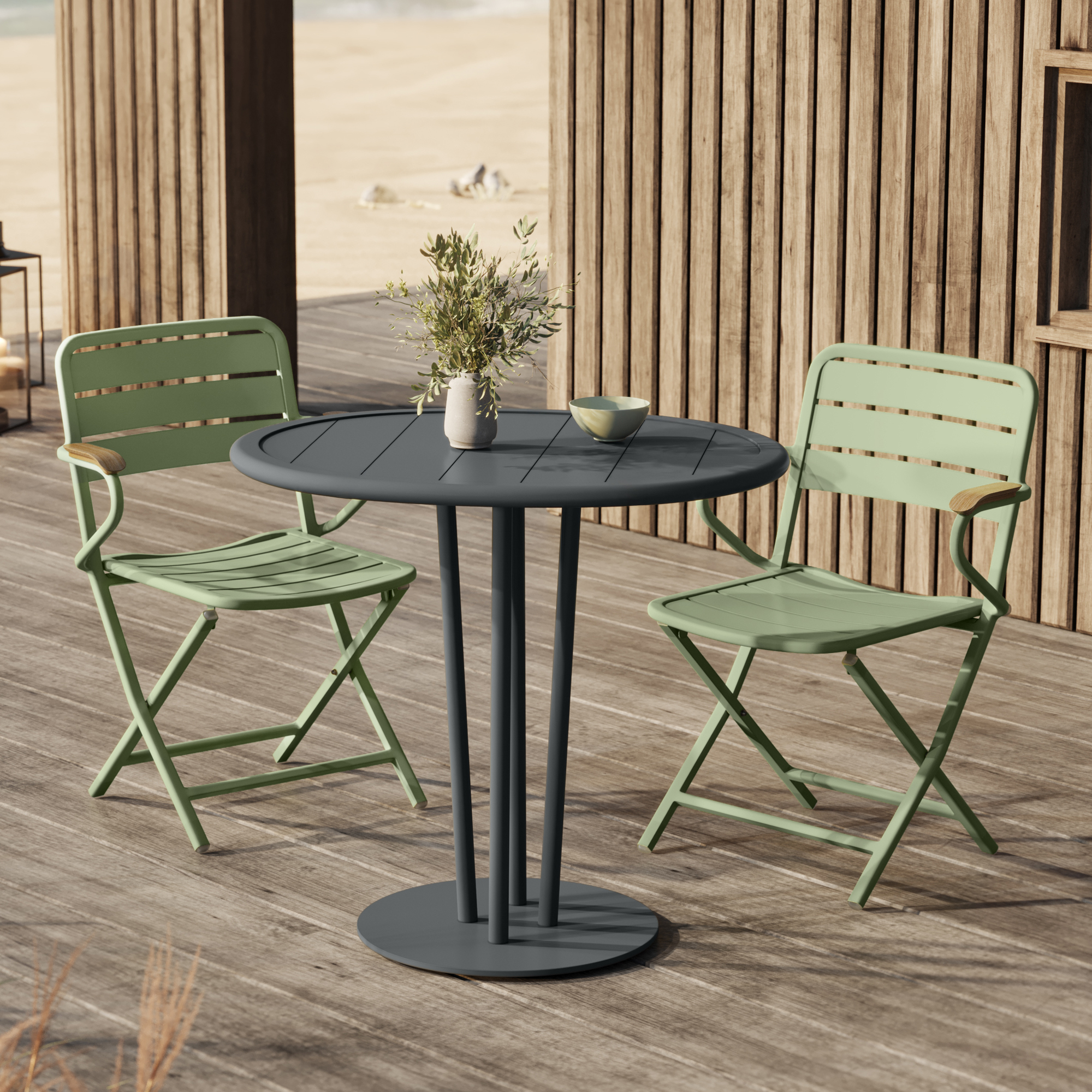 Gartentisch VANZEELAND oval 80 cm | Aluminium