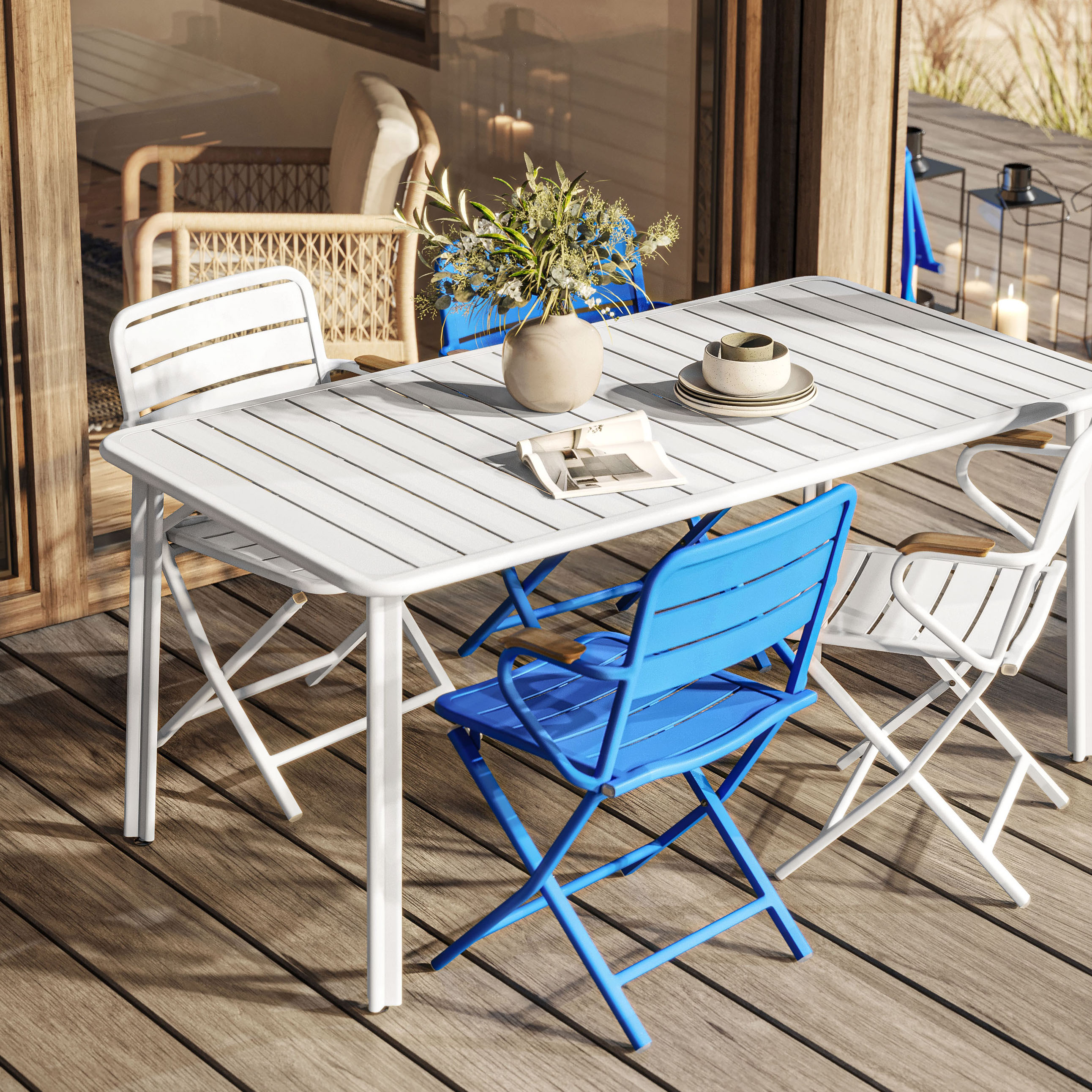 VANZEELAND klappbarer Gartenstuhl mit Armlehnen Milk | mit Armlehne | Milk