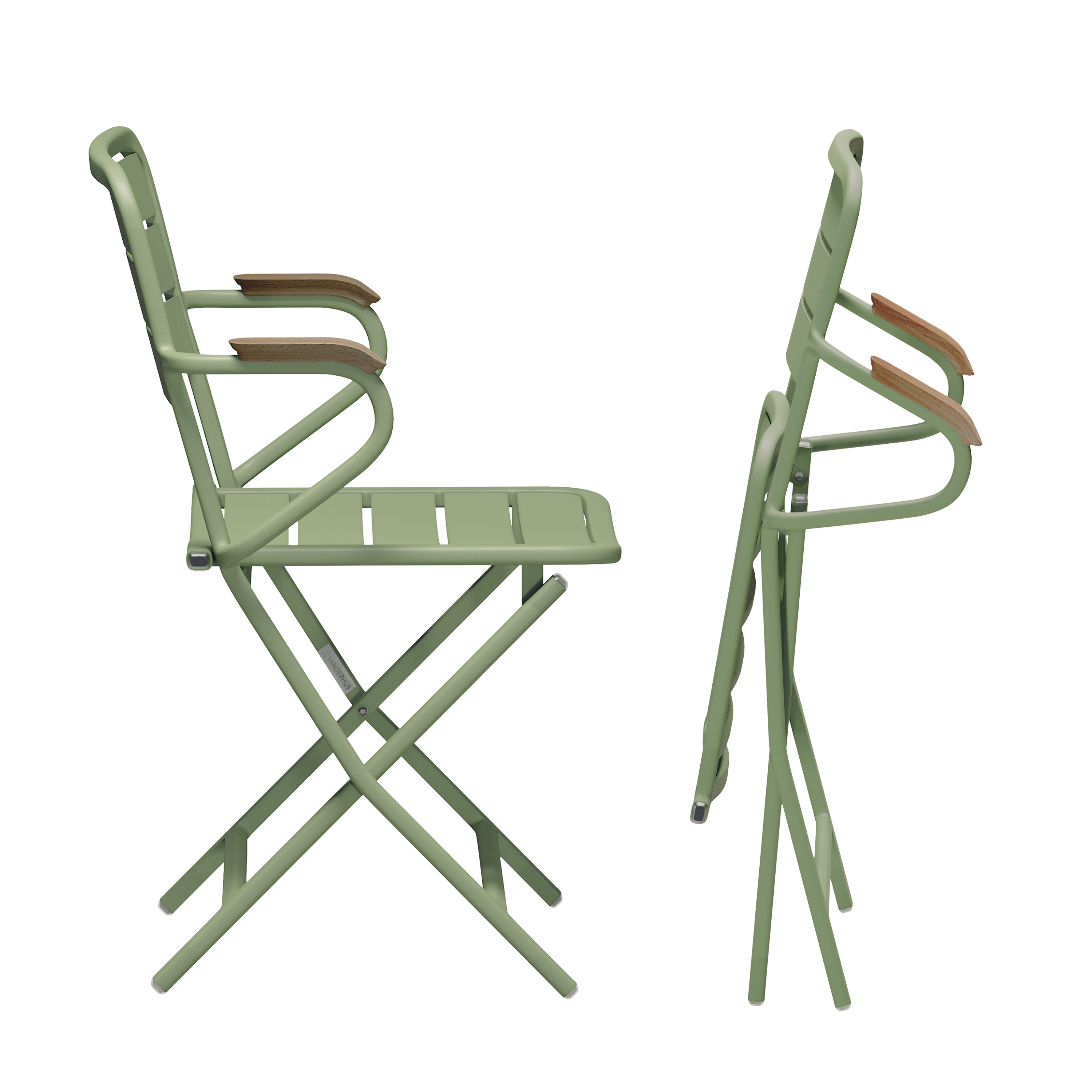 VANZEELAND klappbarer Gartenstuhl mit Armlehnen Green Tea